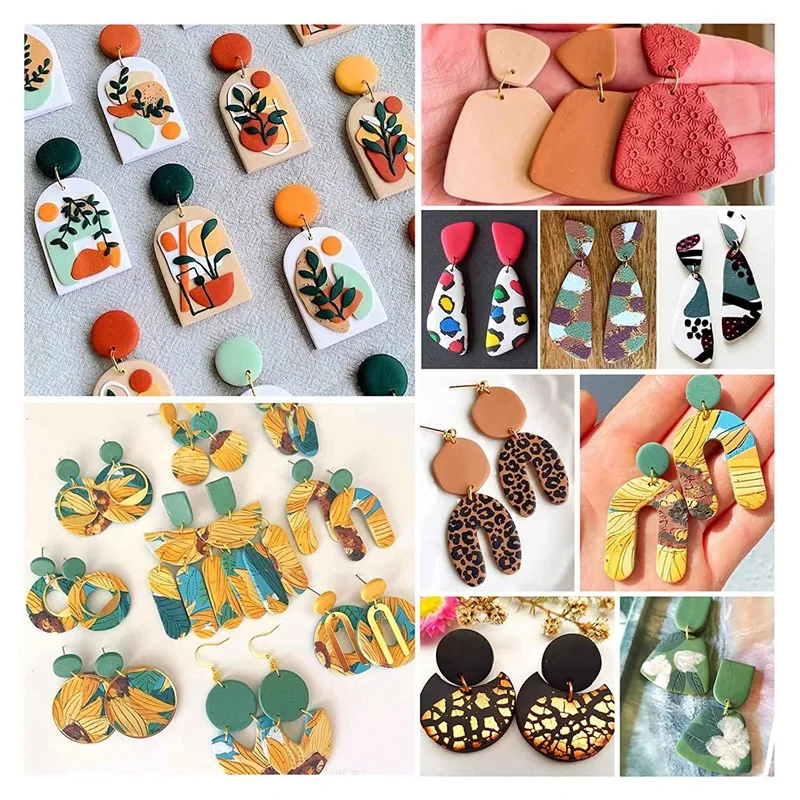 118PCS Polymer Clay Cutter Plastic Making Earring Jewelry DIY Mold With Storage Cardboard