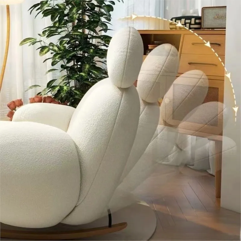 Nordic Cute Sofa Single Chair Net Rocking Chair Cream Lazy Simple Balcony Pedal Bedroom Living Room Sofas Home Furniture Couch