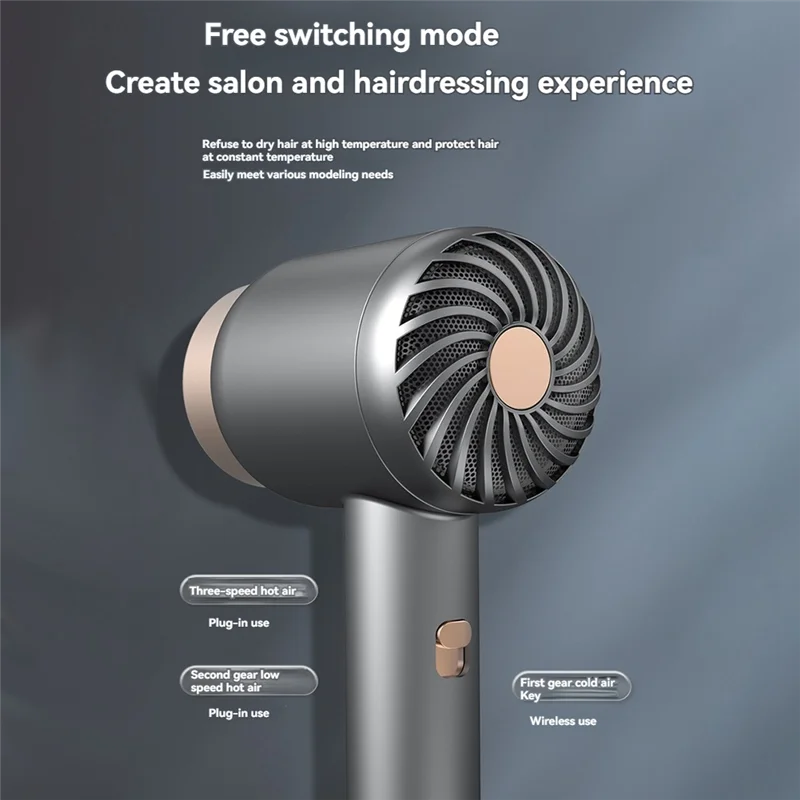 ABUD-Портативный беспроводной фен с разъемом и зарядкой 2 в линии 1 с USB-зарядкой Беспроводной фен для волос с холодным и горячим ветром B EU Plu