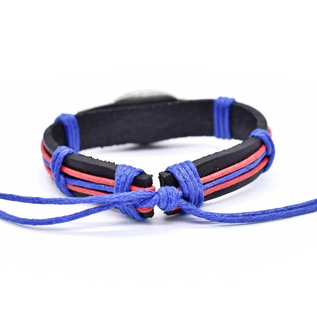 North American Tourism Commemorative American Mexican Flag Wax Rope Genuine Leather Weaving Bracelet view 4