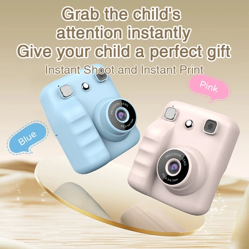 Imagen 2 del producto Linda impresora de cámara fotográfica púrpura para niños con juego, Mini cámara de vídeo Digital para niños de 4 a 12 años, regalos para niños y niñas