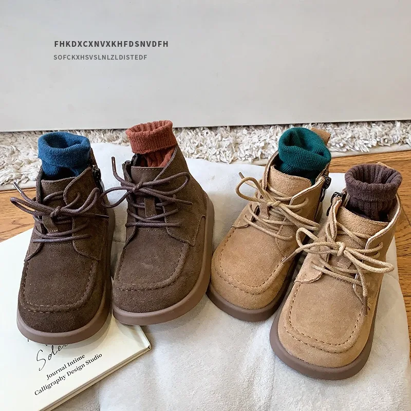 

Hot Selling Fashionable Child Boots 2025 Winter New Child Snow Boots British Style Children's Soft Soled Warm Boots Girls