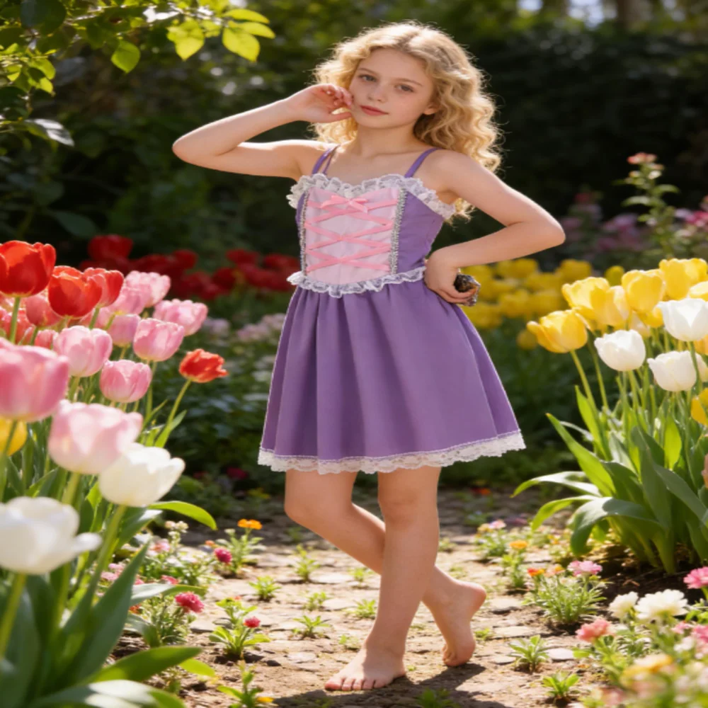 

Girls A-Line Sleeveless Sling Princess Dress 2025 Summer Sweet Fairy Dresses Children's Daily Outdoor Cute Casual Costumes