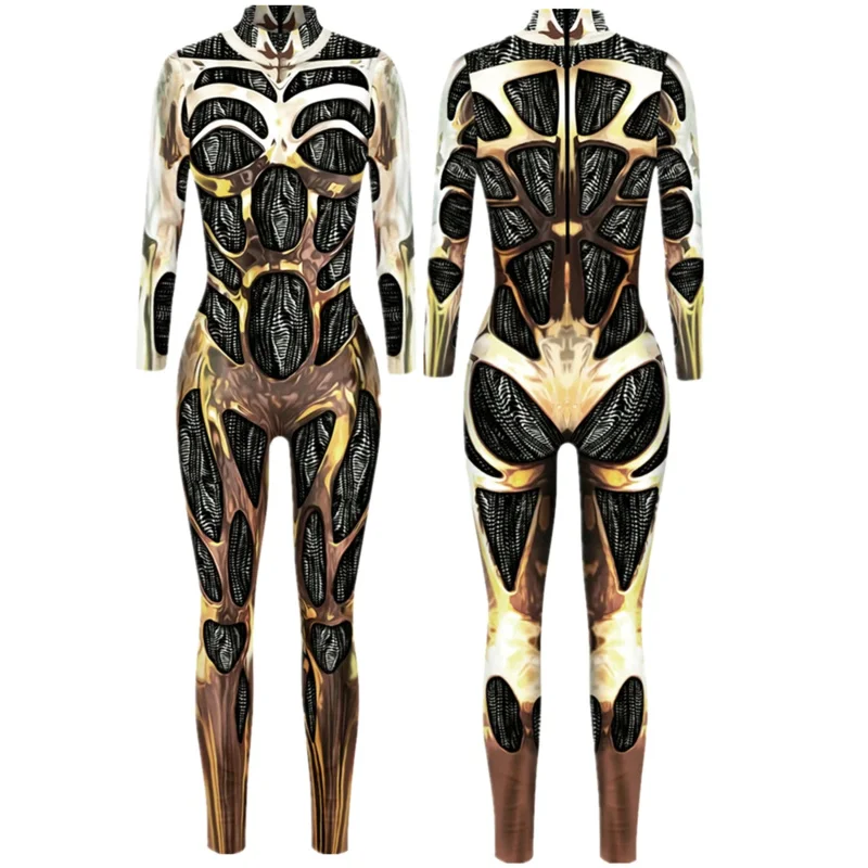 Robot Punk Jumpsuit Catsuit Sexy Women Men Cosplay Costumes Cyberpunk Zentai Halloween Bodysuit Carnival Clothes