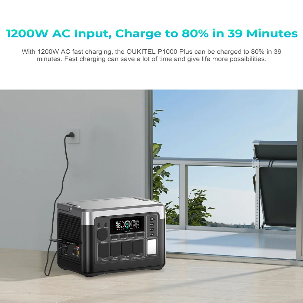OUKITEL P1000 PLUS Portable Power Station, 1024Wh LiFePO4 Solar Generator | 1800W (3600W Surge) | 1 Hour Super Fast Charge | Lightweight for Home Backup, Camping & Hurricane Emergency image 7