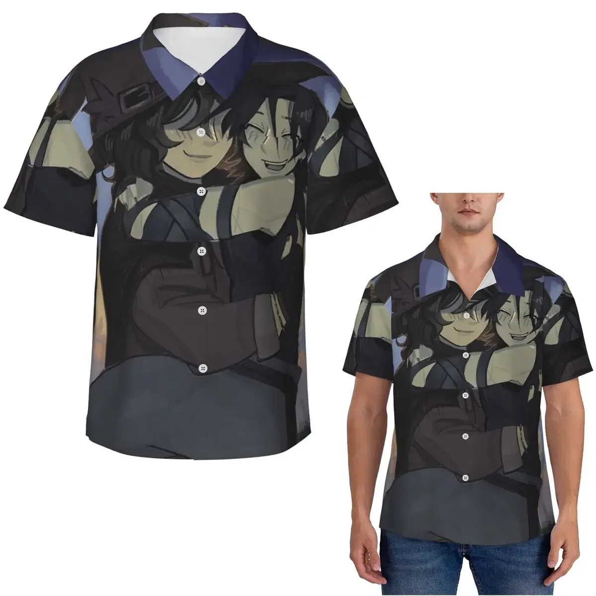 Azuretime Anime Azure Two Time Forsaken Hawaiian Shirts Casual Men Short Sleeve Shirt for Summer Beach Men's Button Tops
