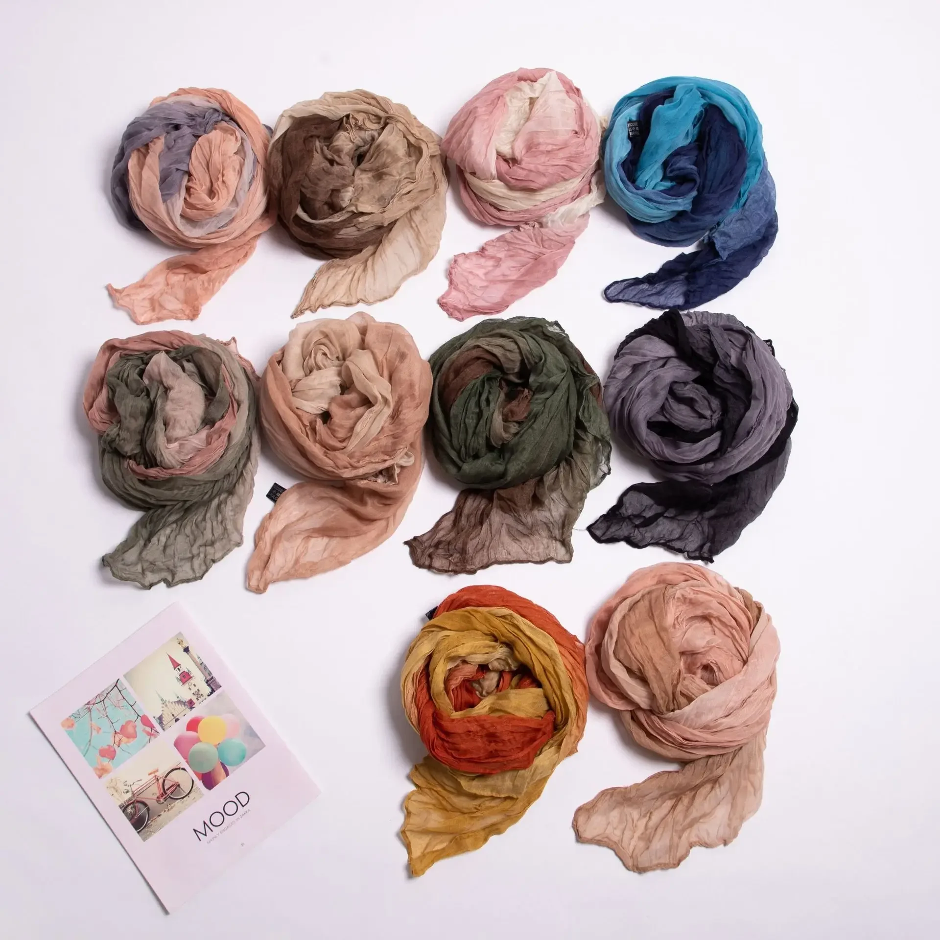 180x90cm Women Patchwork Scarf Muslim Crinkle Hijab Headwraf Musulman Soft Voile Tie-dye Headscarf Islam Shawls And Wraps