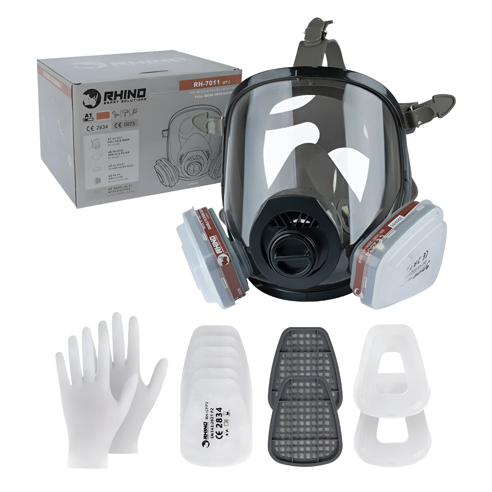 Máscara de Gas Completa Respirador RHINO RH-7011D