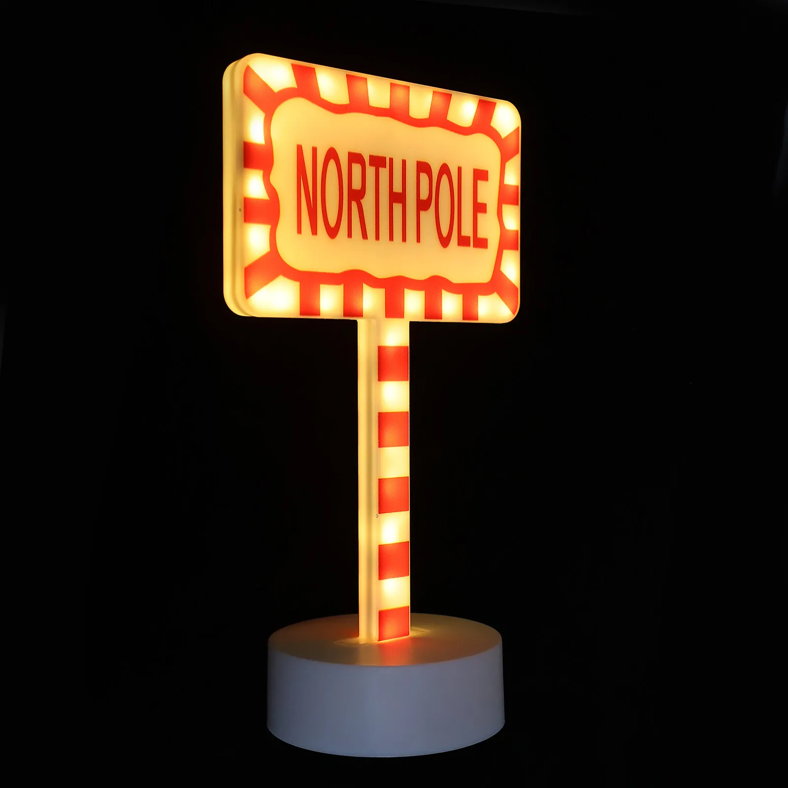LED Christmas Signpost Night Lamp Multicolor Vibrant Glow Festive Decorative Table Desk Bedside Lamp for Holiday Party Bar