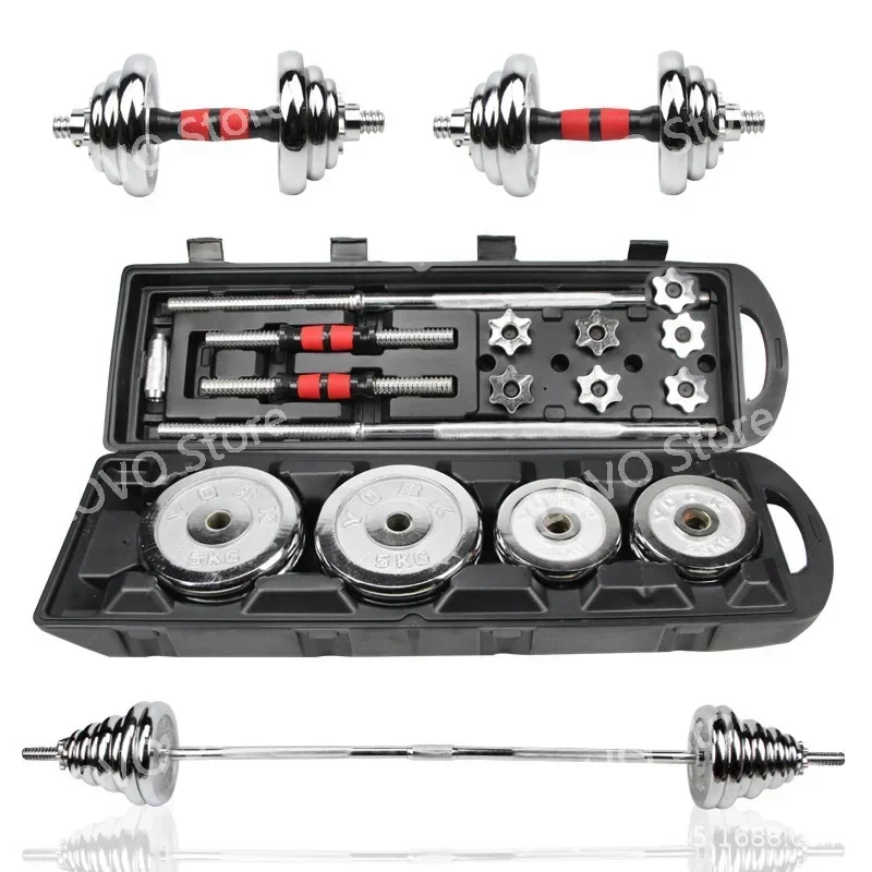 chromed Adjustable free Weight Barbell Dumbbell Set ,home weight lifting Squatting fitness equipment