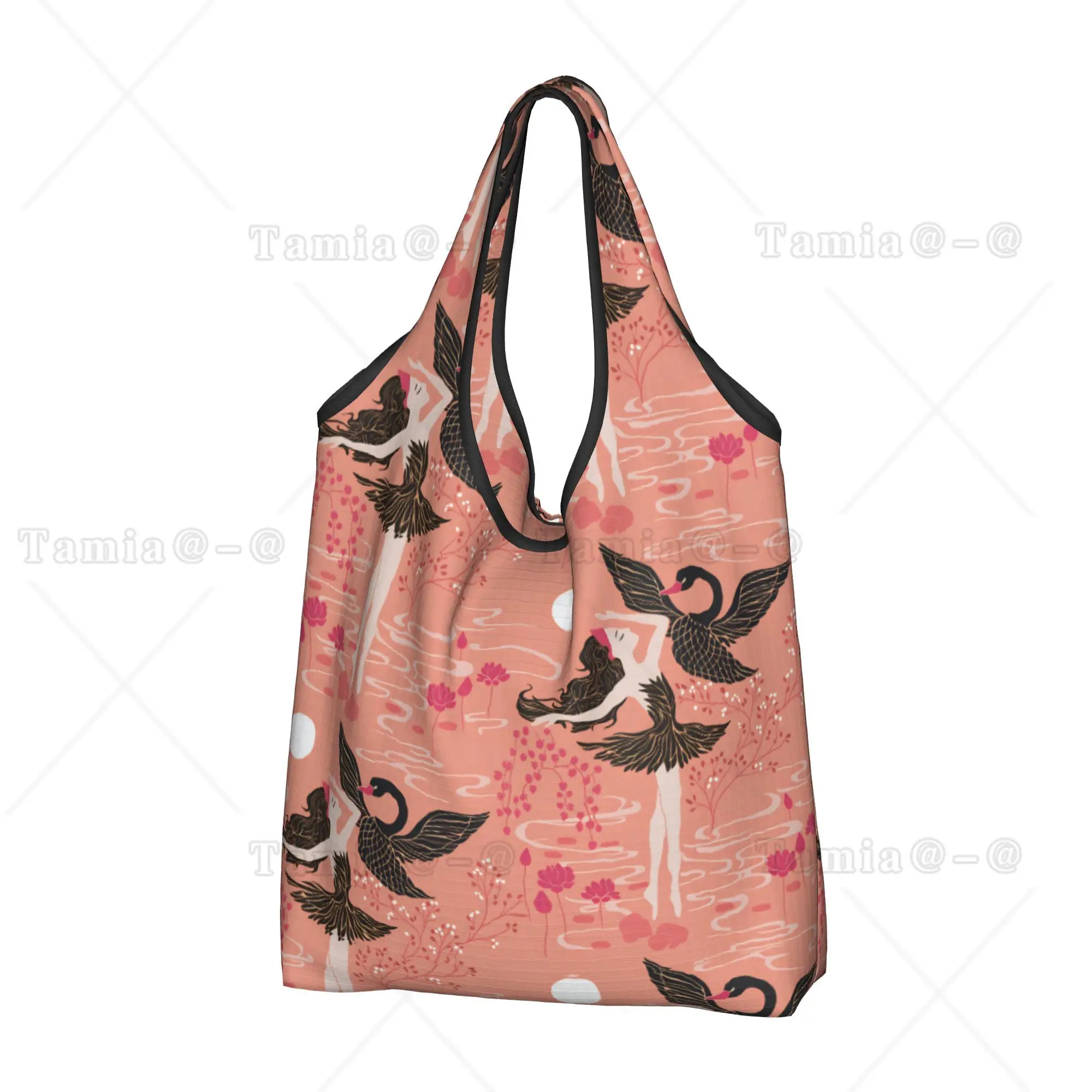 Ballerina Lover  Groceries Shopping Bags Cute Shopper Shoulder Tote Bag Large Capacity Portable Ballet Dance Lover  Handbag