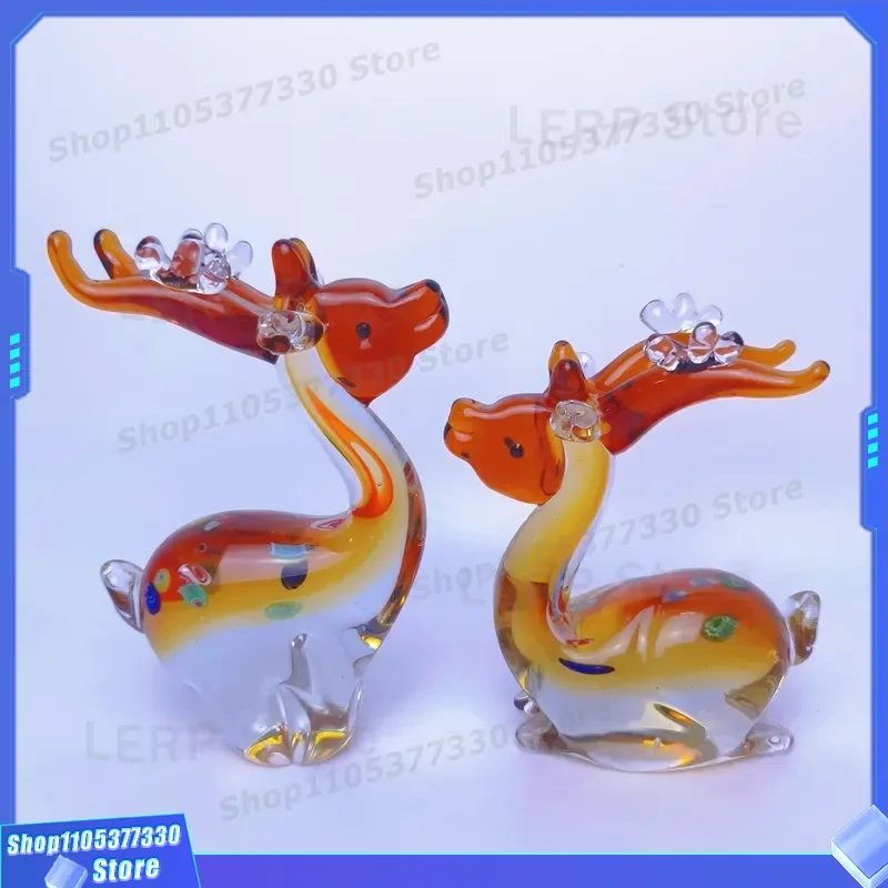 Zibo Glazed Deer Couple Ornament Intangible Heritage Craft Wedding Housewarming Gift Beautiful Pair Statue Home Decor Opening