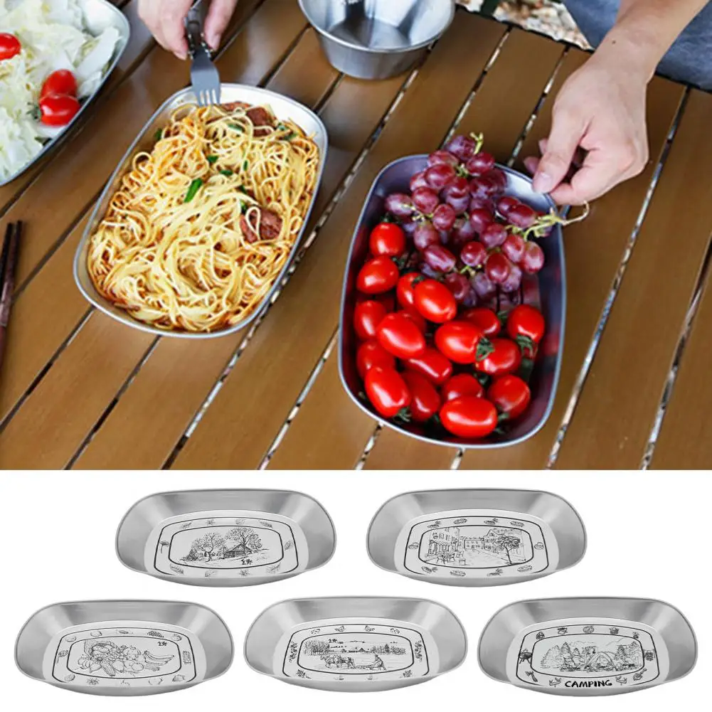 Outdoor Camping Plate Fruit Serving Plate Food Grade BPA Free Heat-Resistant Rustproof Barbecue Plate Camping Utensils 캠핑 보드