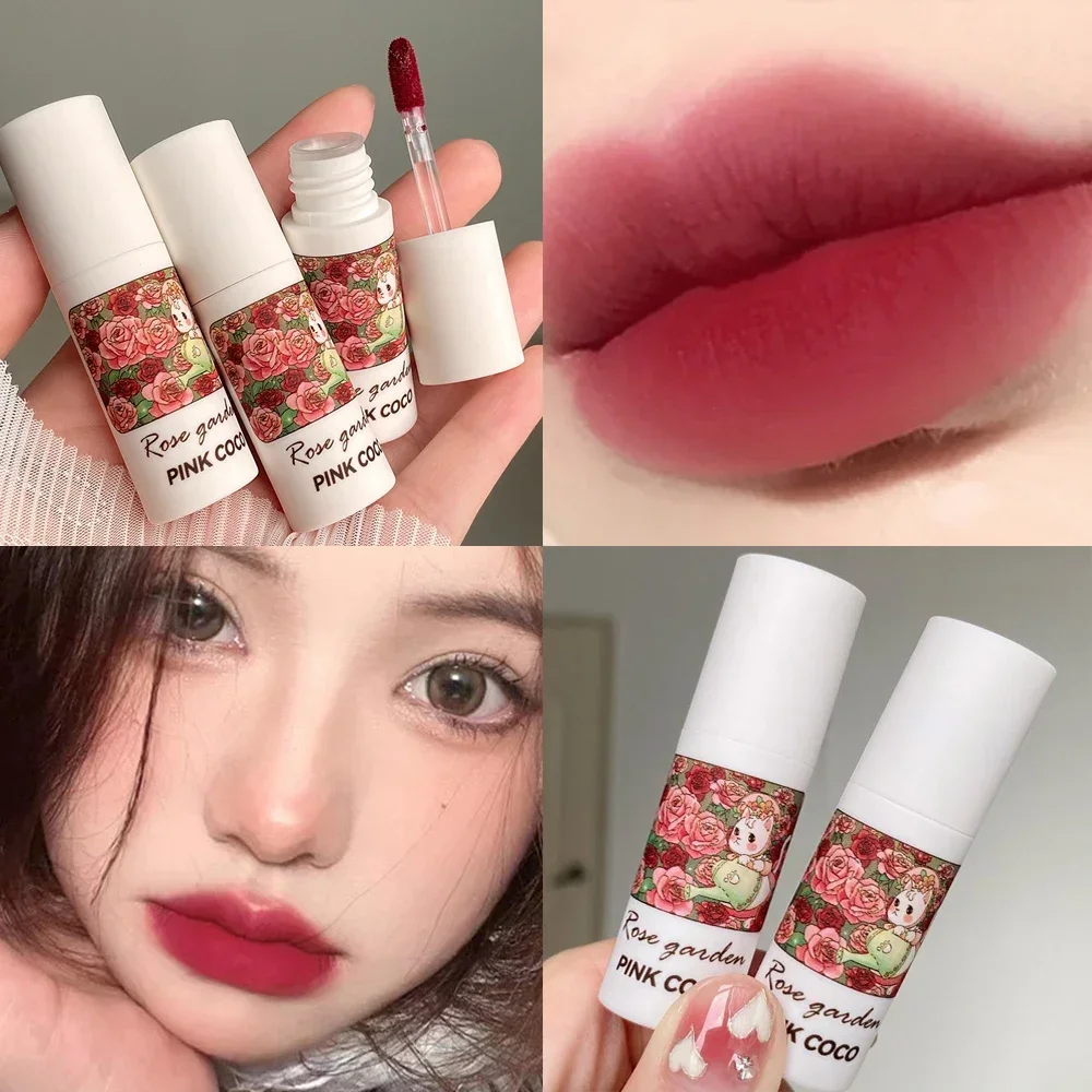 Brillo de labios de terciopelo de larga duración, lápiz labial líquido resistente al agua, taza antiadherente, brillo de labios de Mousse, maquillaje coreano, cosmético