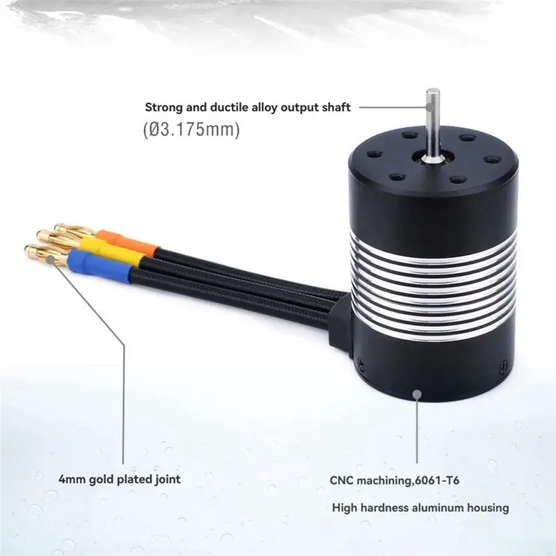 ABUM-3665 Internal 4-Pole Motor Waterproof Brushless Motor Axle Diameter 3.175Mm1/14 1/12RC Automotive 3665 3100KV