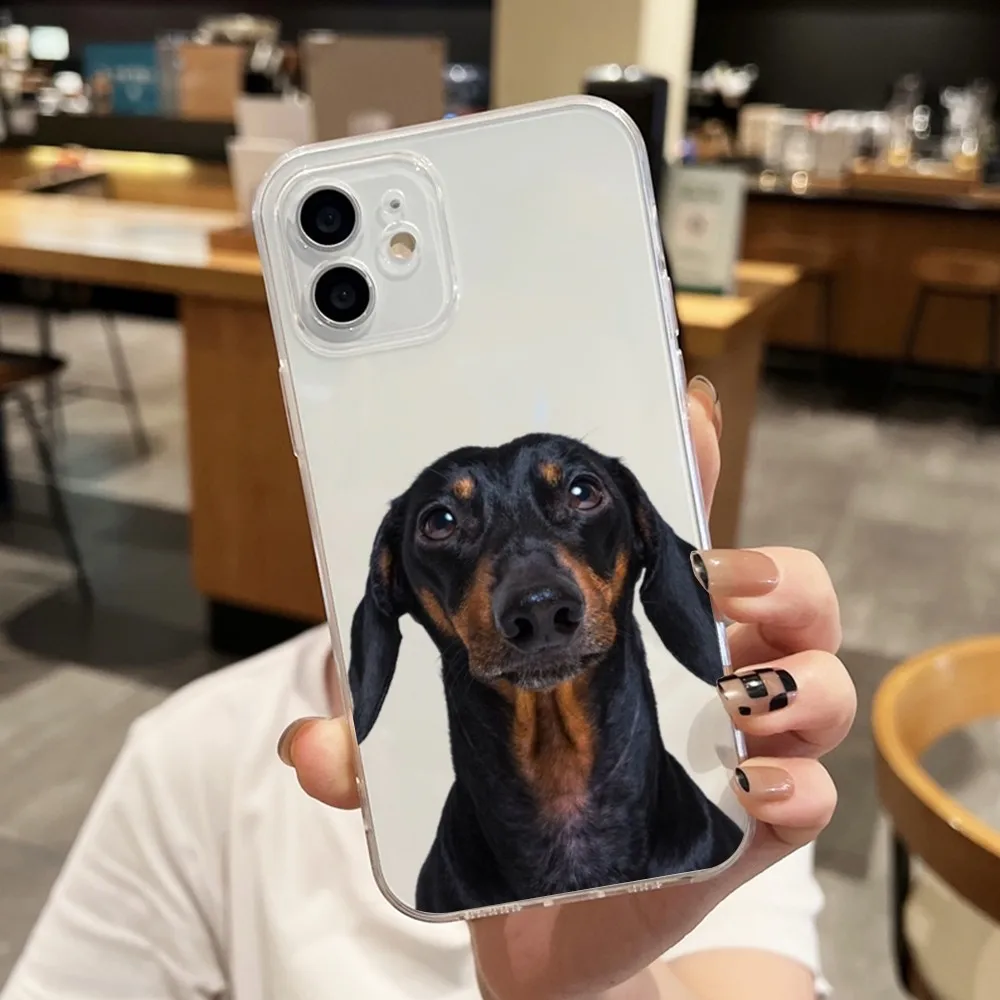 Dachshund Silhouette Dog Phone Case For Iphone 15 11 13 14 Pro Max 7 8 Plus X Xr Xs Max 16pro 12mini Transparent Cover