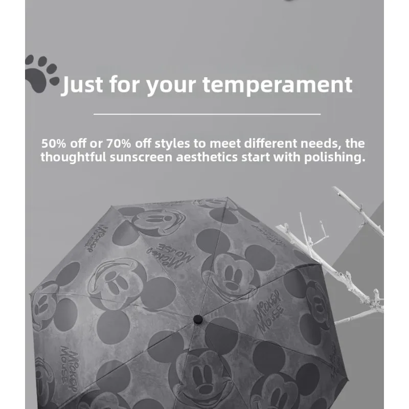 Paraguas de Mickey Mouse con personalidad de dibujos animados y paraguas de protección solar de vinilo plegable, totalmente automático, de doble propósito