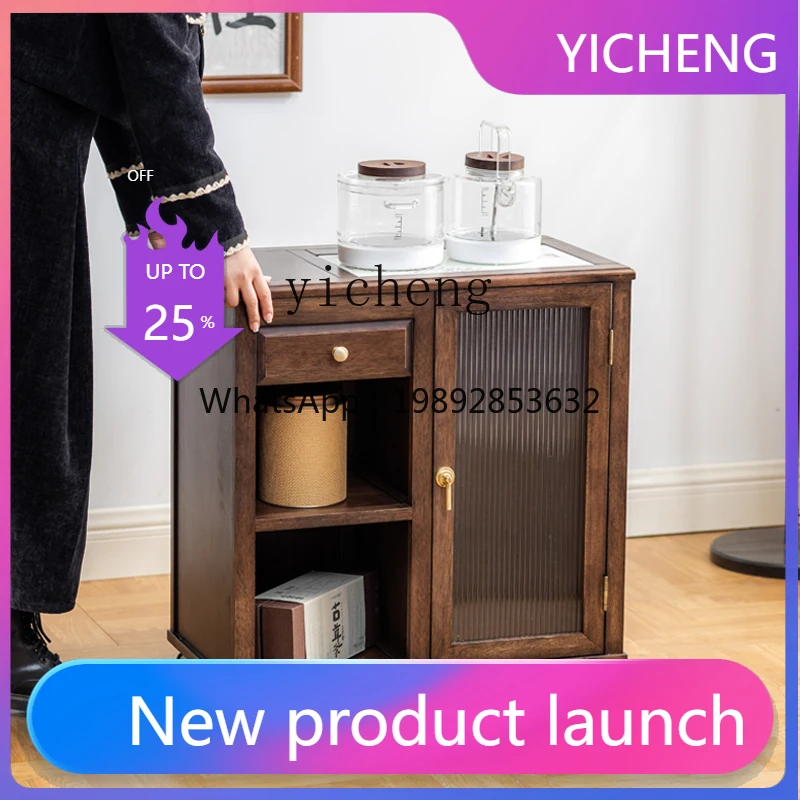 A3-6 Mueble de madera maciza para té, mesa de centro para sala de estar, mesa de té pequeña china móvil, mesa de té Kele integrada