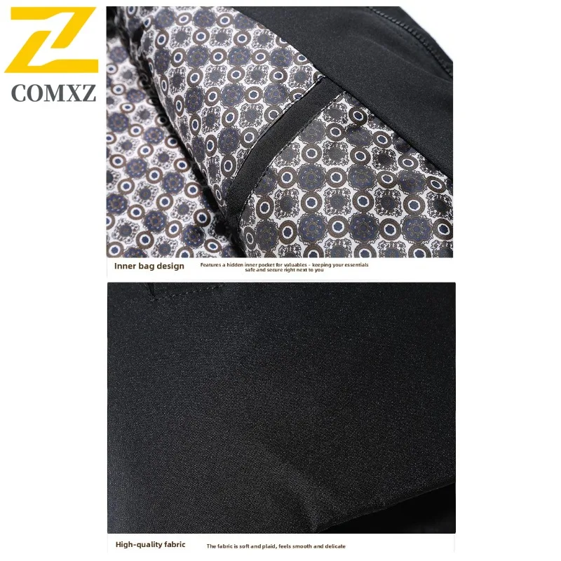 COMXZ 2025 Mens Winter stand Collar Hooded Thick Puffer Jacket American Style Waterproof and Windproof Long Outdoor Sports Coat