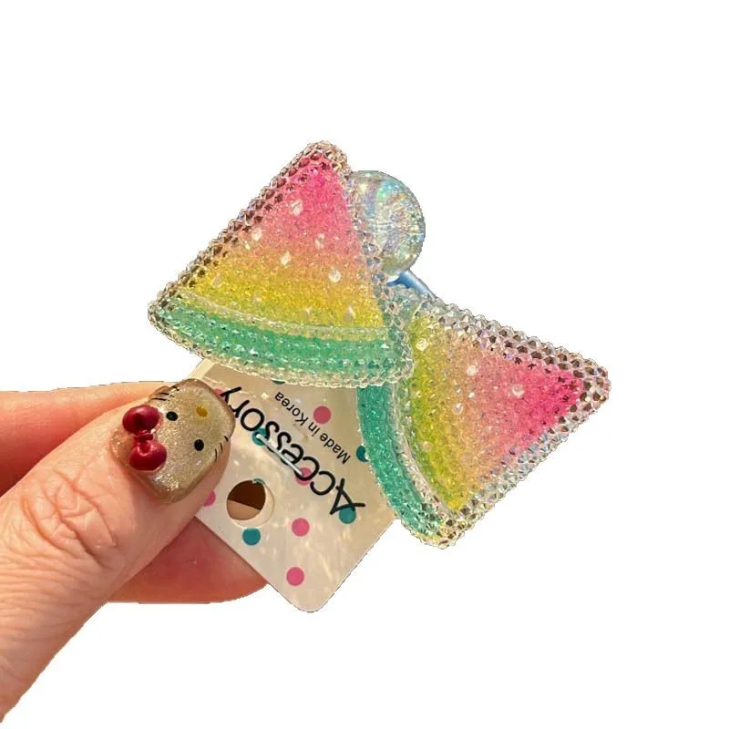 愛らしい子供用チェリーヘアタイ、大きなシュガーダイヤモンド、ストロベリー、スイカの編み込みゴムバンド（女の子用）