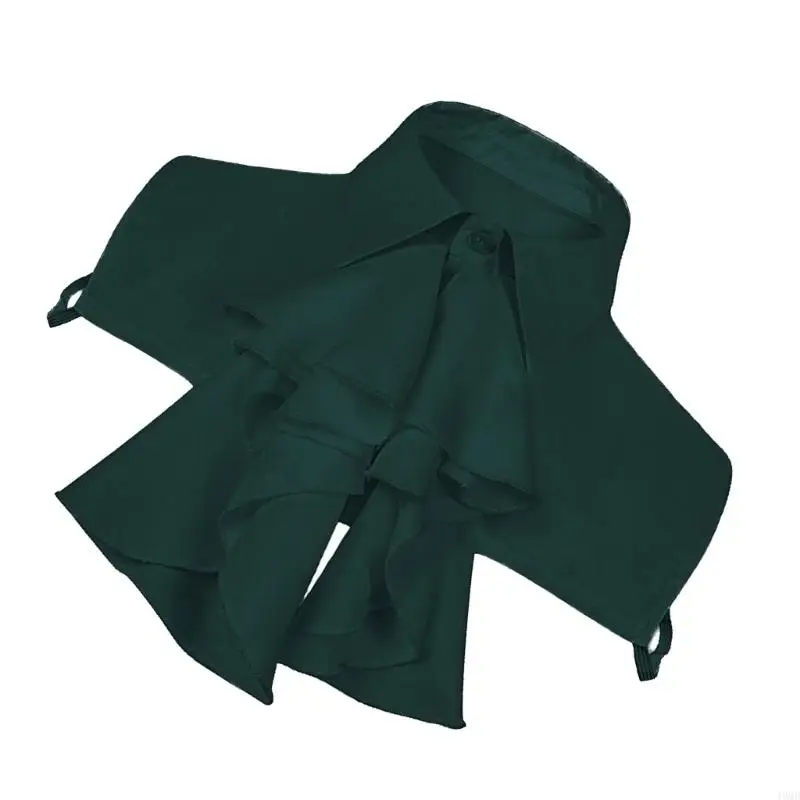 49MD Detachable Half Shirt Ruffled Depan Jabot Neck Collar Button Faux Collar Top