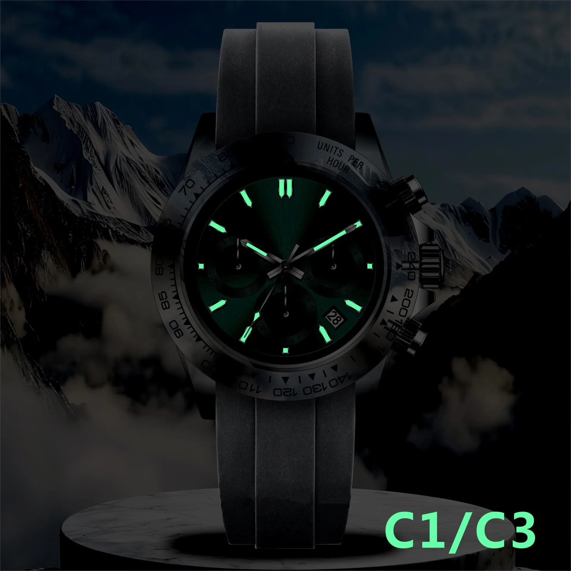 Multifunction Mens Quartz Watch Transparent Plastic Chronograph Waterproof Luminous Wristwatch