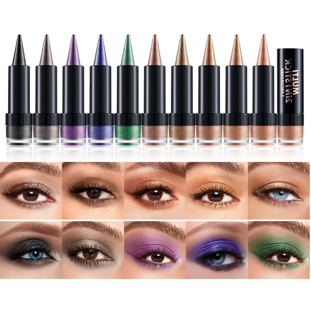 2 in 1 Pointed Tip Pearlescent Eyeshadow Pencil Stick Lasting Glitter Shimmer Eye Shadow Highlighter Pen Eyes Makeup Tools Gifts