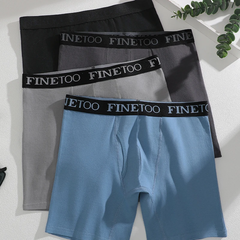 Men Cotton Boxer Briefs High Waist Breathable Stretchy Underwear 6 Pack Soft Comfortable Daily Wear Finetoo Brand Comfort Fit