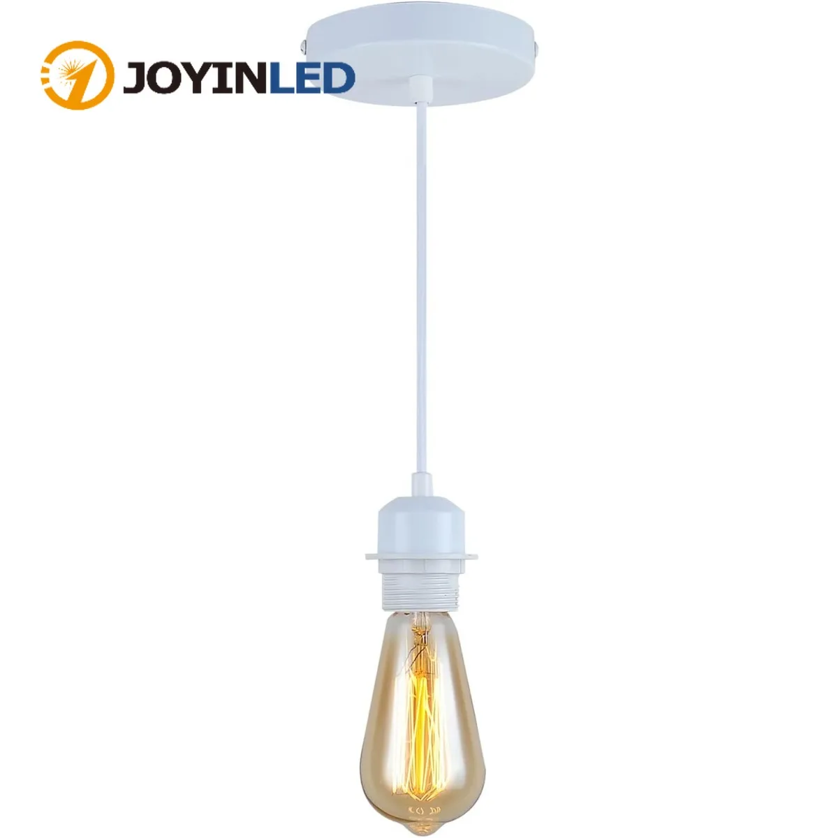 

JOYINLED Industrial Pendant Light Kit, E27 Vintage Hanging Lamp with 1.5/3/4.5m White/Black/Beige Cord, E27 Ceiling Light Base
