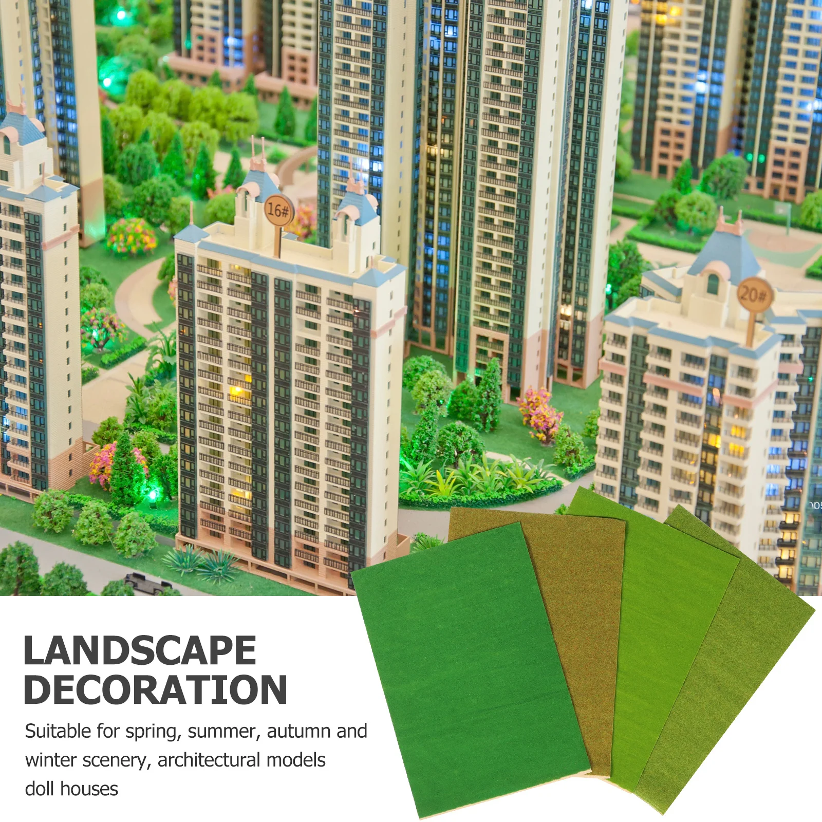 

4pcs Fake Grass Decor Artificial Turf For Garden Sand Table Diy Train Scenery Yard Outdoor Decor Simulation Green Turf Mat