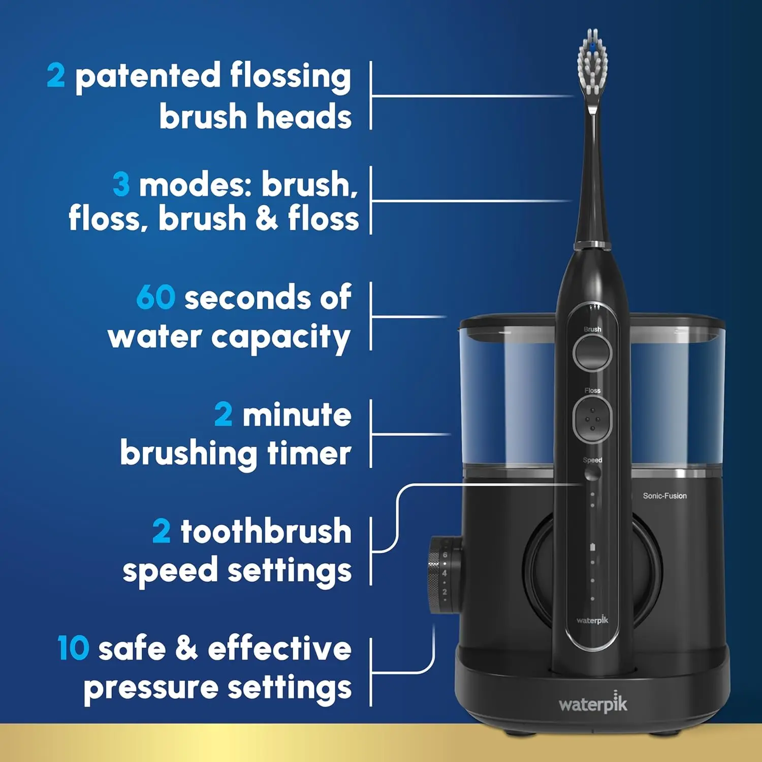 Flossing Toothbrush, Electric Toothbrush and Water  Combo In One