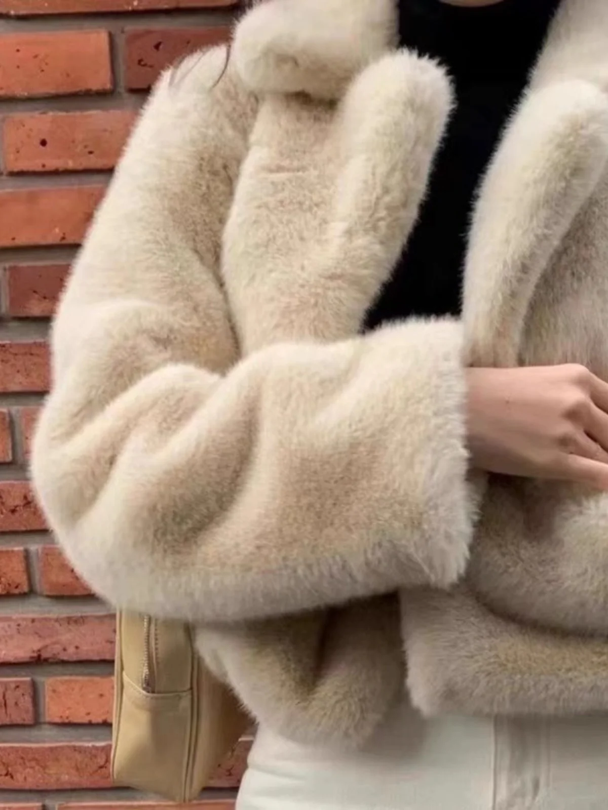 

Furry ort Jaet Women's Sle Warm Faionable Korean System Autumn Winter Small Size Big Coat Trendy Commute Loose Fit