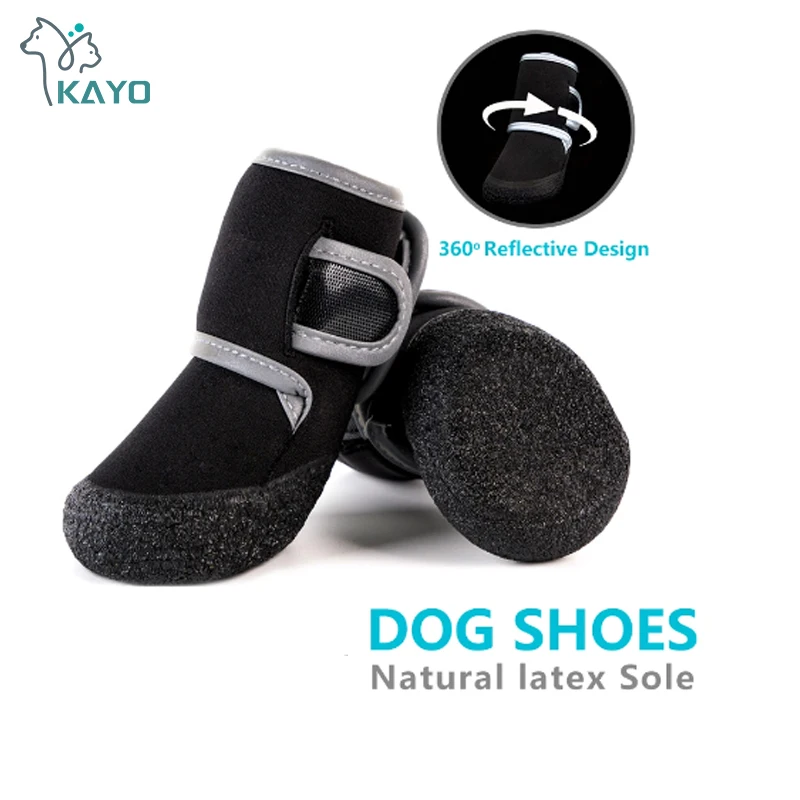 Soft Pet Shoes Spring Autumn Waterproof Rubber covered Sole Dogs Shoes Night Reflection Diving Fabric Light Leisure Dogs Boots