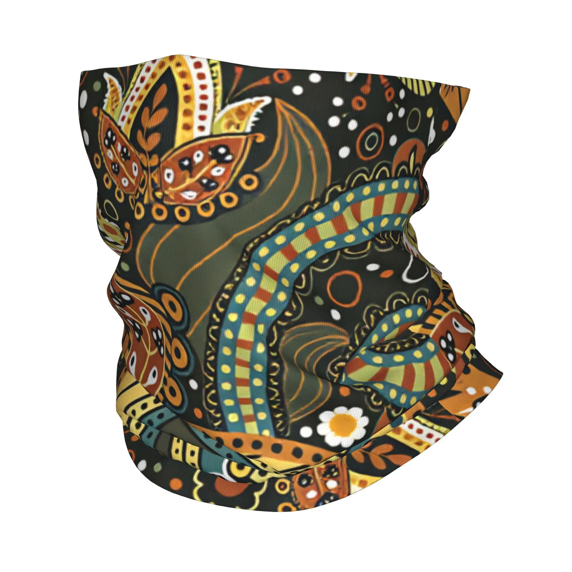Retro Ethnic Paisley Green Brown Balaclava Riding Mask Sun Protection Soft Bike Face Cover Mask Spring Punk Scarf Bandana