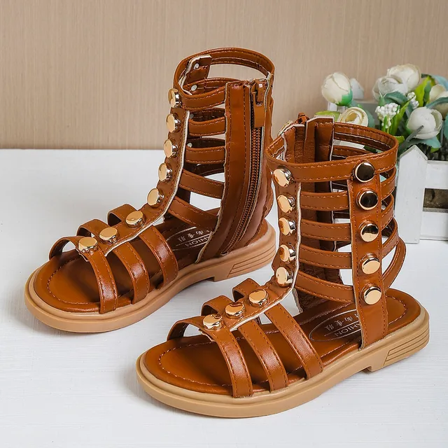 Sandalias romanas caña alta para niñas verano infantil