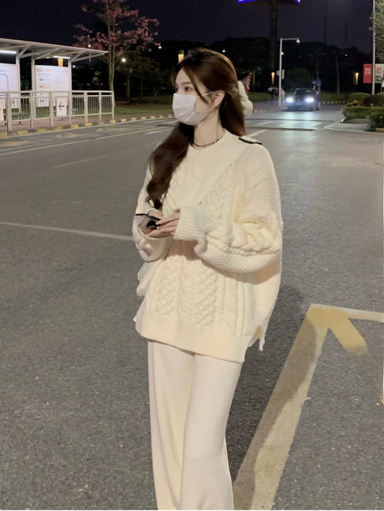 

Korean Style Soft Thick Twisted Sweater Women's Autumn Winter Knitted Top Set Cute Milkiness Thickened Knitwear