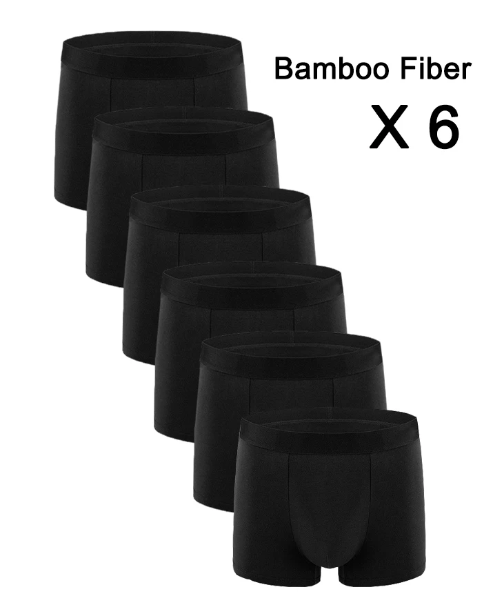 

6 шт. мужских трусов из бамбукового волокна, удобные боксеры, мягкие мужские трусы, эластичное черное нижнее белье