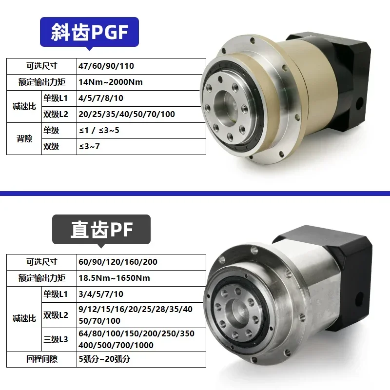 High precision flange output helical gear planetary gear reducer with 57 86 servo stepping small reducer