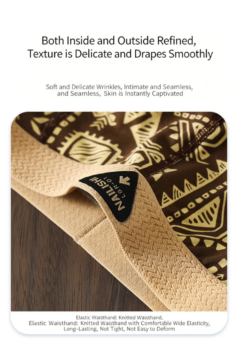3-teiliges Set Herren-Baumwollslips im Retro-Ethno-Stil Bedruckte Unterwäsche Weiche Atmungsaktive Mittelhoch Sitzende Slips Komfortable Dehnbare Alltagsunterhosen – Detail 6