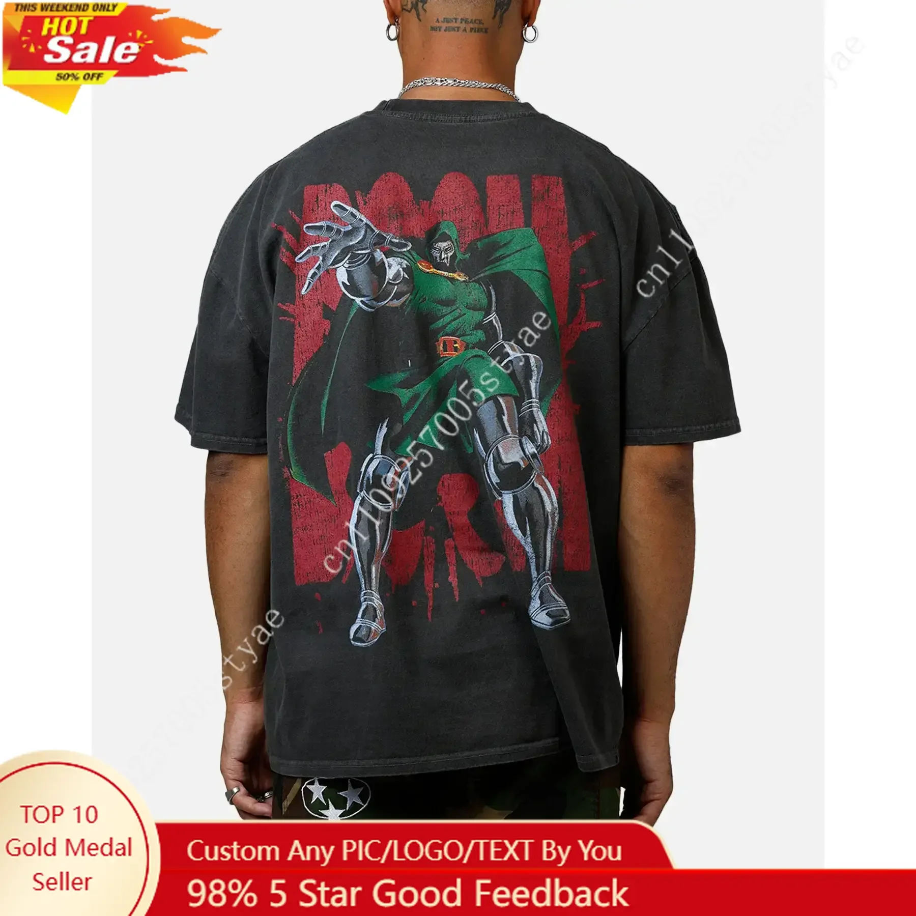 

73Studio Marvel Doctor Doom Heavyweight Mens Womens T-Shirt Black Wash