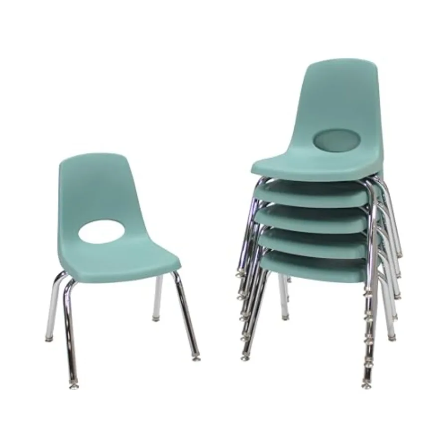 

FDP 14" School Stack Chair, Stacking Student Seat with Chromed Steel Legs and Nylon For In-Home Learning or Classroom -, 6-Pack