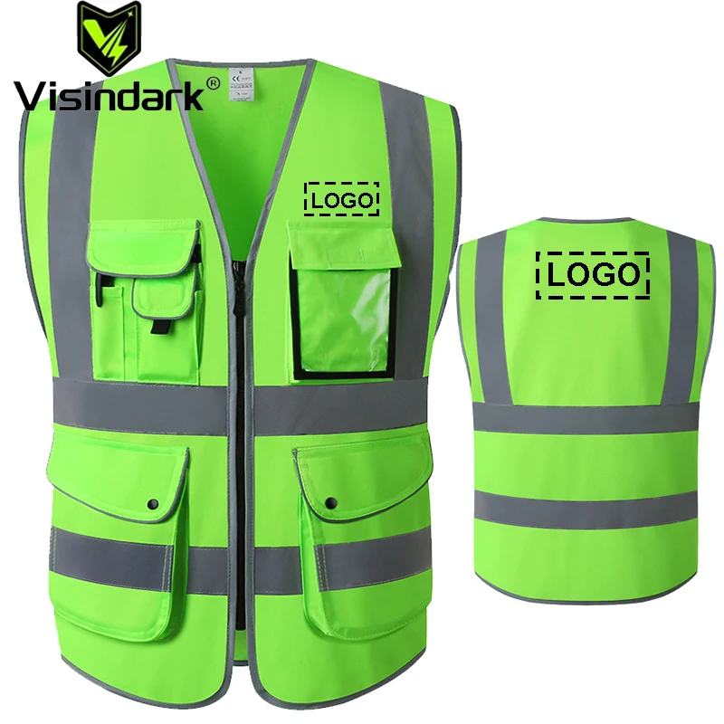 

Защитный жилет повышенной видимости с несколькими карманами Светоотражающий рабочий жилет ANSI/ISEA Class 2, жилет с логотипом Hi Vis