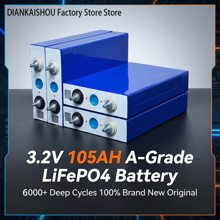 New Lifepo4 3.2V 105ah Grade A  Iron and Lithium Phosphate Prismatic Cells Rechargeable Battery Pack for Solar Power DIY 12V 24V