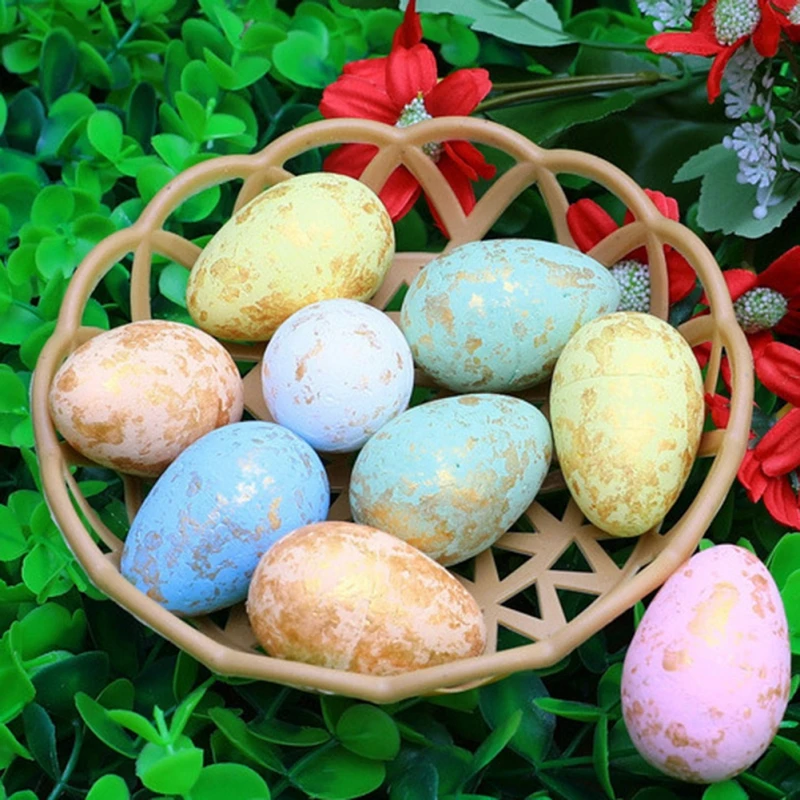 Easter Eggs Ornament for Easter Tree Decoration Plastic Decorative Fake Speckled Easter Egg Basket Stuffers Filler Spring Gift