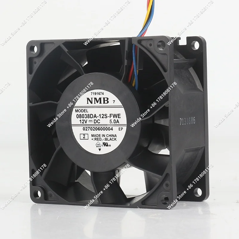 New original NMB 08038DA-12S-FWE 8038 80X80X38MM 12V 5.0A computer case high-performance cooling fan
