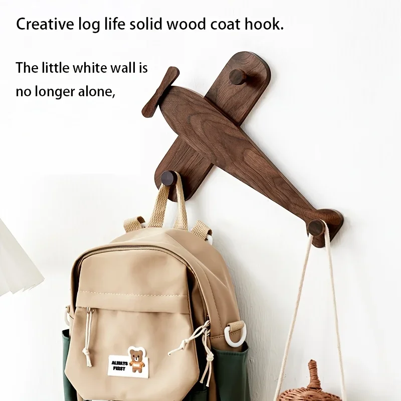 Wooden Airplane-Shaped Wall Coat Racks Towel Hat Keychain Hanging Hooks Home Organizer Bathroom Bedroom Accessories Gift