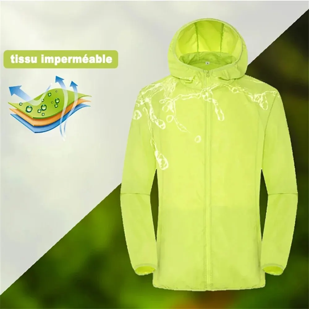 Chaqueta impermeable de protección solar para hombre y mujer, cortavientos de piel de secado rápido para acampar, pescar y cazar