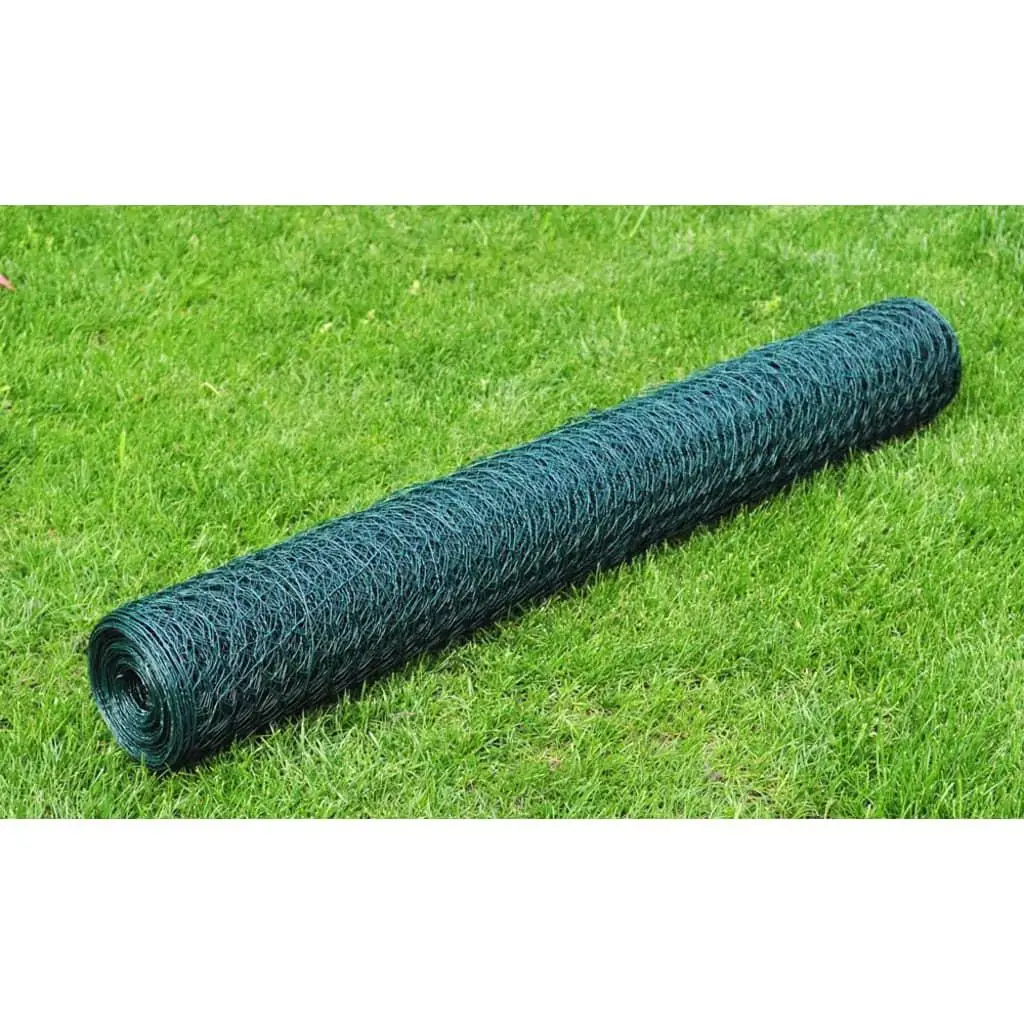 Green PVC-Coated Chicken Wire Fence 25m x 0.5m - Durable & Versatile Outdoor Garden Protection