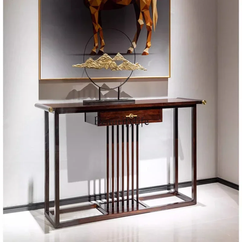 

LXSimple New Chinese Ebony Entrance Platform Modern Solid Wood Room Cabinet Light Luxury