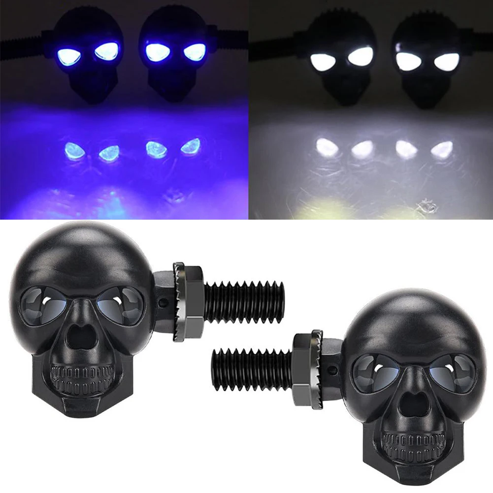 2 PCS  Motorcycle LED  Skull Shape Waterproof  Fog Light Auxiliary Turn Signal  Light  Indicators Front Rear  Turn Signal Lamps